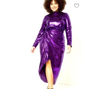 Eloquii- Twist Front High-Low Sequin Dress